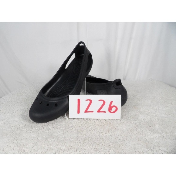 Crocs Womens Black Rubber Waterproof Round Toe Slip On Ballet Flat Size US 11 - Picture 2 of 9